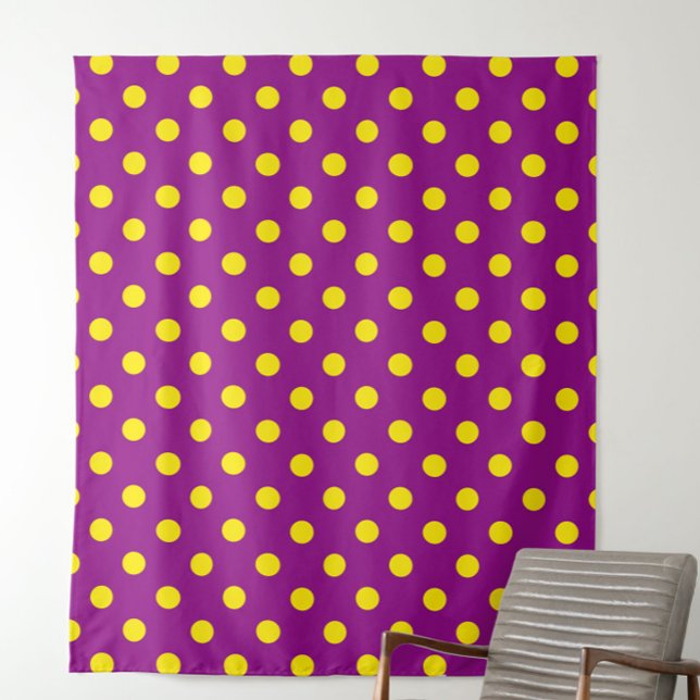 Tecido Design de Padrão de Bolinhas Amarelo em Roxo (Criador carregado)