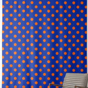 Tecido Design de padrão de bolinhas laranja sobre azul
