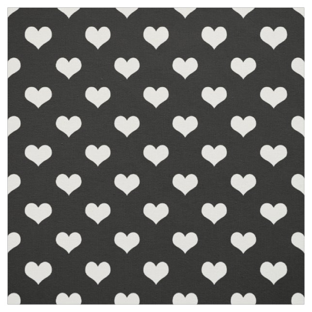 Tecido Design de Padrão de Coração de Amor Branco Negro (Modelo)