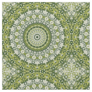Tecido Design de Padrão de Mandala Verde e Branco