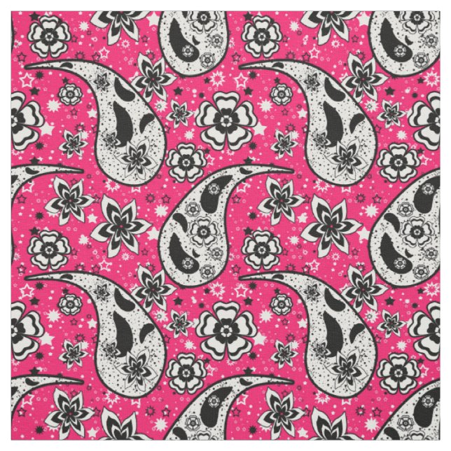 Tecido Design de padrão de Paisley Floral rosa (Modelo)