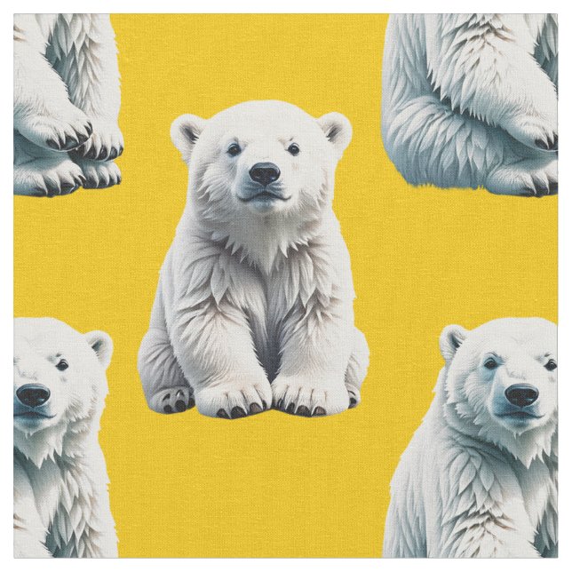 Tecido Design de padrão de urso polar amarelo  (Detalhe)