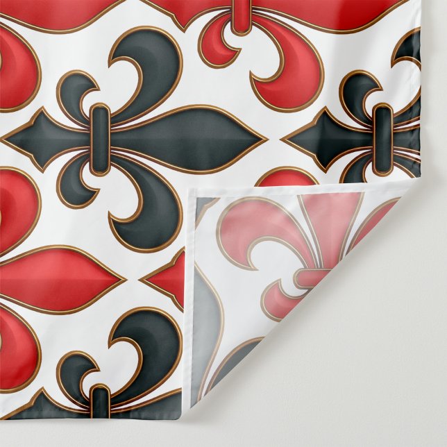 Tecido Design de padrão do Red Black Barroco Fleur-de-lis (Criador carregado)