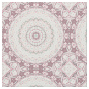 Tecido Design de Padrão Mandala Rosa e Verde Menta
