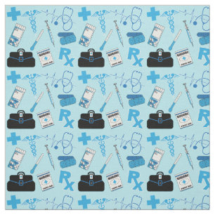 Tecido Design de padrão médico - Azul bebê