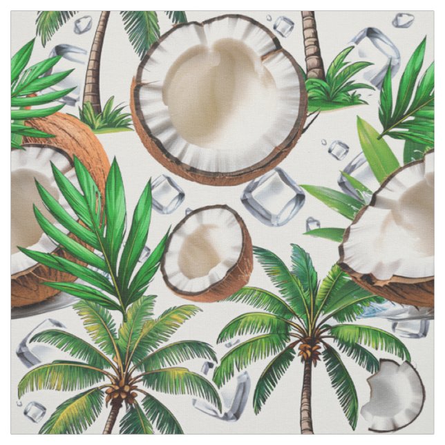 Tecido Design de Padrão Tropical de Árvore de Coco (Modelo)