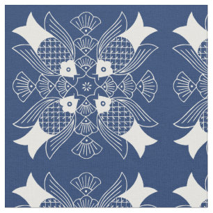 Tecido Design de Peixes Submarinos com Fundo Azul