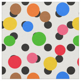 Tecido Design de pontos de polca coloridos em fundo branc