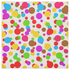 Tecido Design de pontos de polca coloridos em fundo branc