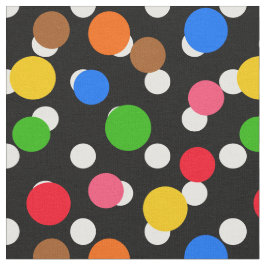 Tecido Design de pontos de polca coloridos em fundo preto