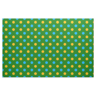 Tecido Design de Pontos Polka Amarelo Verde Preto