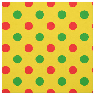 Tecido Design de Pontos Polka Amarelo Vermelho Verde