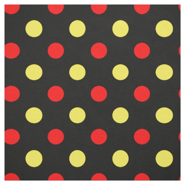 Tecido Design de Pontos Polka Amarelos e Vermelhos Pretos (Modelo)