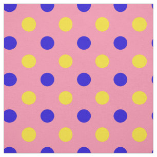 Tecido Design de Pontos Polka Azul Rosa Amarelo 