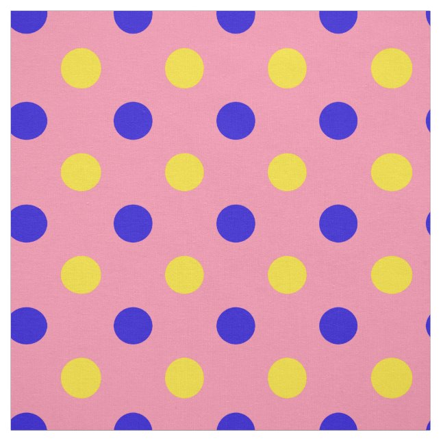 Tecido Design de Pontos Polka Azul Rosa Amarelo  (Modelo)