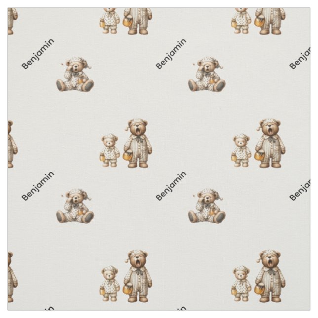 Tecido Design de Urso Sonolento Aconchegante com Nome Per (Modelo)