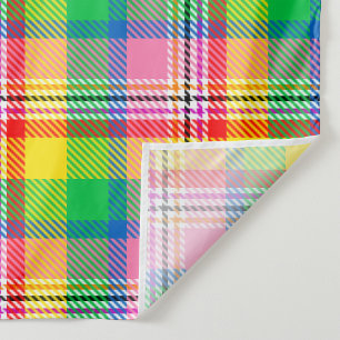 Tecido Design de Xadrez de Tartan Amarelo verde-rosa