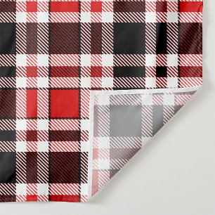 Tecido Design do Padrão do Flannel Branco Vermelho Preto