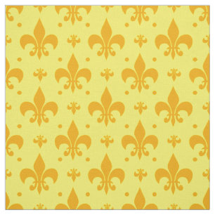 Tecido Design do padrão Fleur-de-lis amarelo