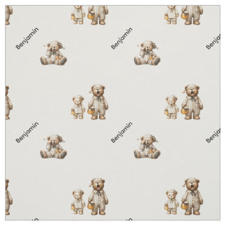 Tecido Design do Urso Sonolento Aconchegante com Nome Per