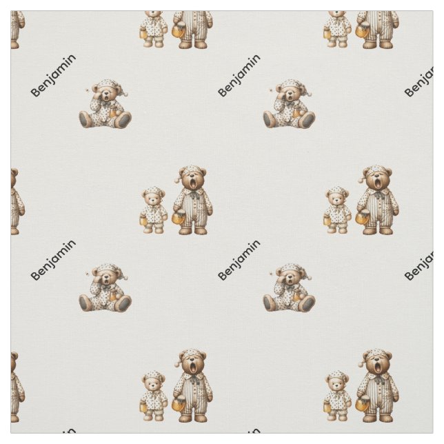 Tecido Design do Urso Sonolento Aconchegante com Nome Per (Modelo)