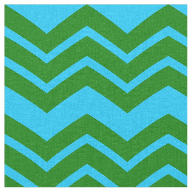 Tecido Design em Zigue-Zague Chevron Verde Azul (Detalhe)