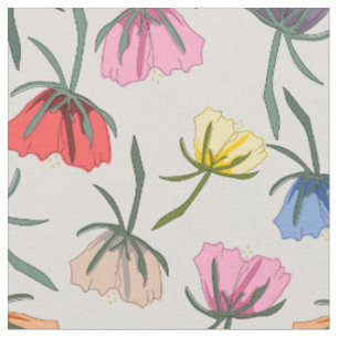 Tecido Design Floral Colorido Divertido em Algodão