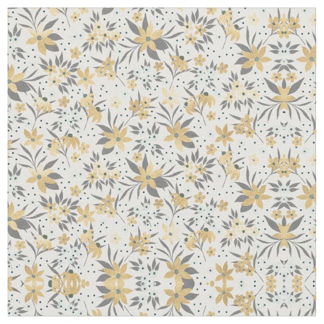 Tecido Design Floral de inverno Dourado (Detalhe)