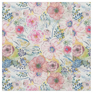 Tecido Design floral de tinta de mão aquosa