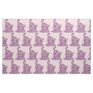 Tecido Design gráfico do teste padrão roxo do gato do