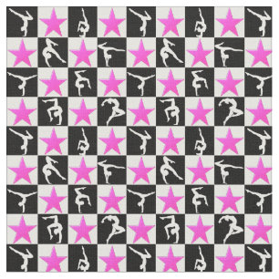 Tecido DESIGN GYMNASTICS bonito PINK STAR