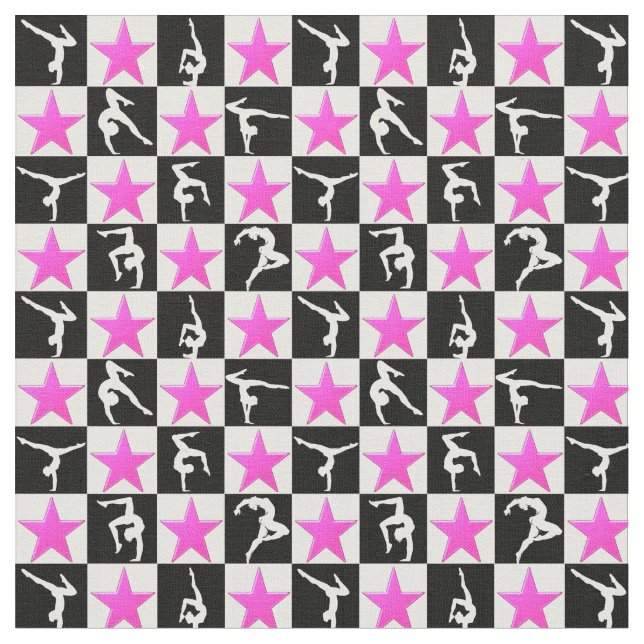 Tecido DESIGN GYMNASTICS bonito PINK STAR (Detalhe)