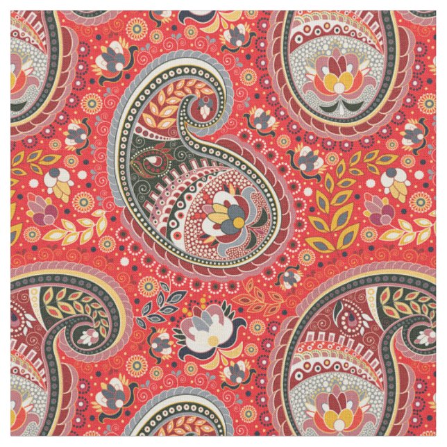 Tecido - Design Paisley Vermelho (Detalhe)