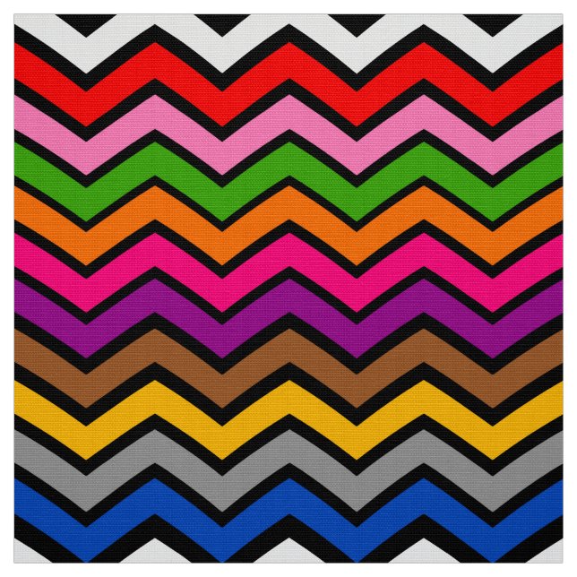 Tecido Design Preto Zigzag Multicolorido (Modelo)
