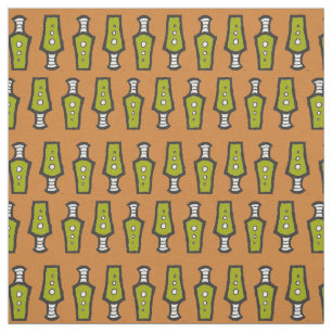 Tecido Design Tribal Abstrato Verde, Bege, Branco e Preto