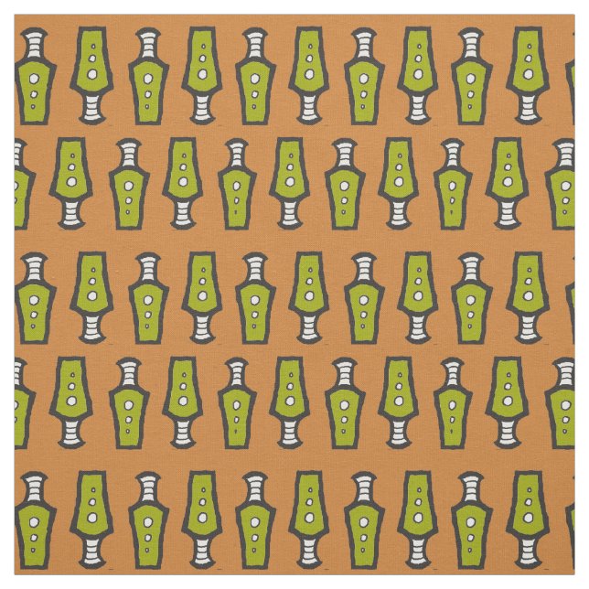 Tecido Design Tribal Abstrato Verde, Bege, Branco e Preto (Modelo)