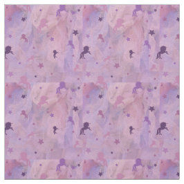 Tecido design- unicórnio rosa e roxo e estrela