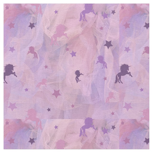 Tecido design- unicórnio rosa e roxo e estrela (Detalhe)