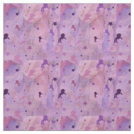 Tecido design- unicórnio rosa e roxo e estrela