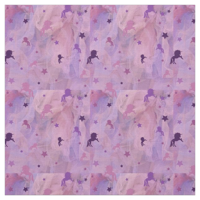 Tecido design- unicórnio rosa e roxo e estrela (Modelo)