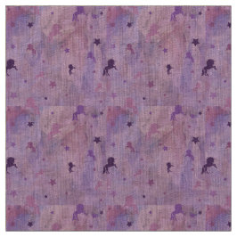 Tecido design- unicórnio rosa e roxo e estrela