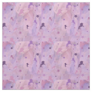 Tecido design- unicórnio rosa e roxo e estrela