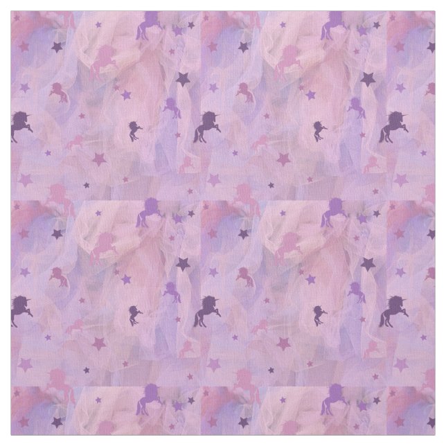 Tecido design- unicórnio rosa e roxo e estrela (Modelo)