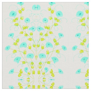 Tecido Designer Floral Turquesa