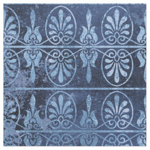 Tecido Deslocamento e ventiladores da Art Deco em azul