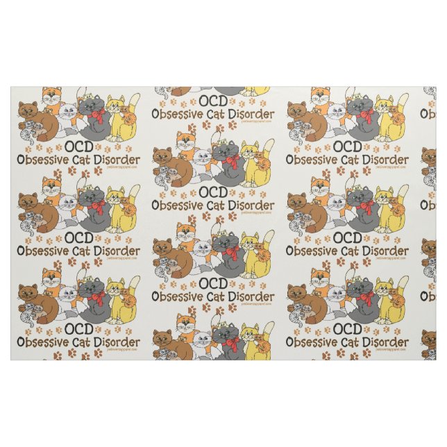 Tecido Desordem obsessiva do gato de OCD (Fat Quarter)