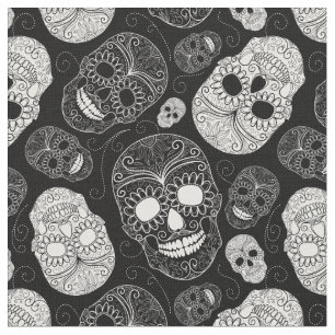 Tecido Dia da Arte Mosaica Morta Preta e Branca
