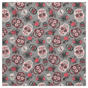 Tecido Dia da Rosa e Cinza dos Skulls Mortos
