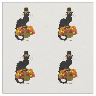 Tecido Dia de Ação de Graças Le Chat Noir Com Peregrino d