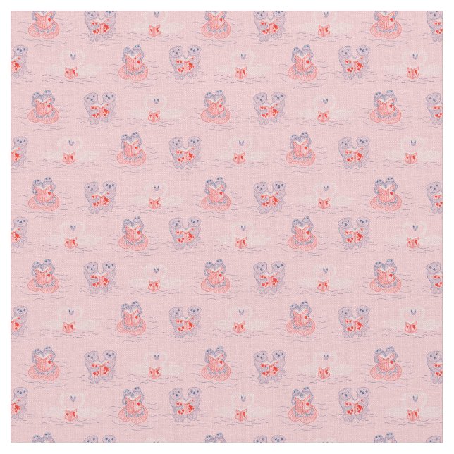 Tecido Dia de os namorados de Cartas de Leitura de Sapos (Detalhe)